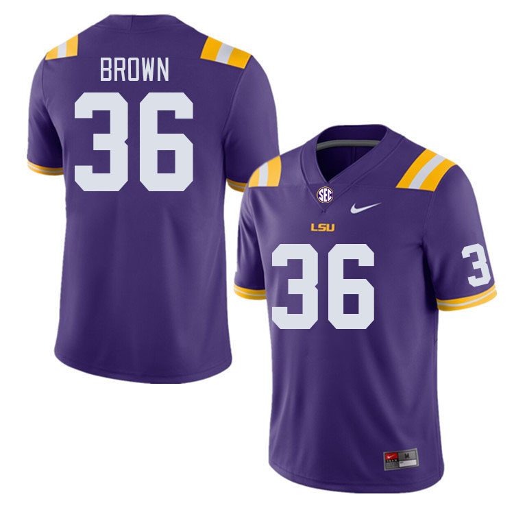 Men #36 Dylan Brown LSU Tigers College Football Jerseys Stitched-Purple
